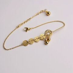 Kalemonshop Antik Para Figürlü Çelik Halhal – Gold