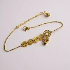 Kalemonshop Antik Para Figürlü Çelik Halhal – Gold