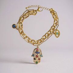 Nazar'lı Hamsa Çelik Bileklik