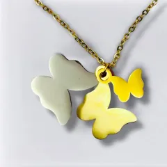 Gold ve Gümüş Çelik Kelebek Kolye