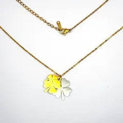 Gold ve Gümüş Çelik Yonca Kolye