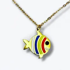 Çelik Renkli Nazarlı Balık Kolye