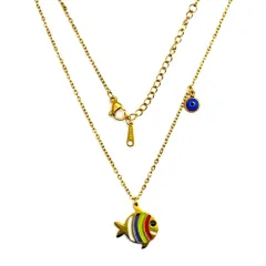 Çelik Renkli Nazarlı Balık Kolye