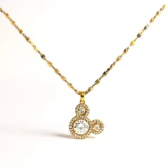 Gold Zirkon Taşlı Çelik Mickey Mouse Kolye
