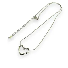 İçiçe Kalp Çelik Kolye