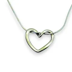 İçiçe Kalp Çelik Kolye
