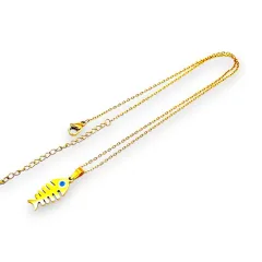 Gold Balık Nazarlı Çelik Kolye