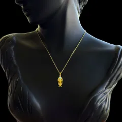 Gold Balık Nazarlı Çelik Kolye