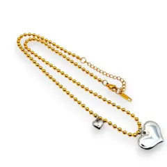 Çelik Top Zincir Kalp Kolye