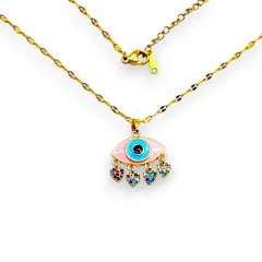 Göz Nazarlı Çelik Kolye