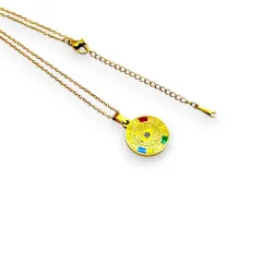 Göz Nazarlı Madalyon Çelik Kolye