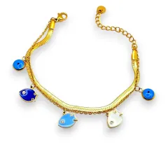 Balıklı Nazarlı Çelik Bileklik