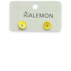 Çiçek Desenli Gold Çelik Küpe