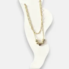 Dört Top ve Yıldız Detaylı Çift Zincir Çelik Halhal