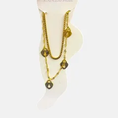 Kilit Figürlü Çift Zincir Çelik Halhal