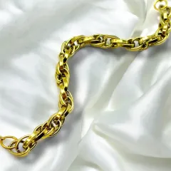 Gold İç İçe Geçmeli Zincir Unisex Çelik Bileklik