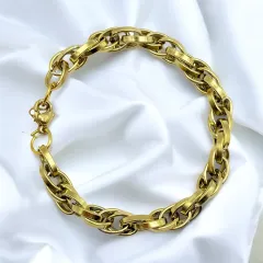 Gold İç İçe Geçmeli Zincir Unisex Çelik Bileklik
