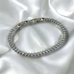 Gümüş Rengi Pırlanta Kesim Mekik Model Çelik Bileklik