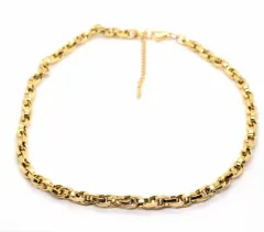 İç İçe Geçmeli Gold Kalın Zincir Çelik Kolye