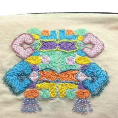 Etnik Punch Nakışı ve Boncuk Detaylı Kanvas Clutch Çanta