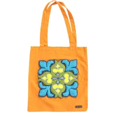 El Yapımı Etnik Desenli Kanvas Omuz Çantası