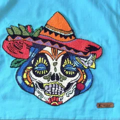 El Yapımı Kurukafa Punch Nakışı Kanvas Çanta