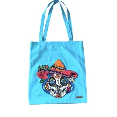 El Yapımı Kurukafa Punch Nakışı Kanvas Çanta