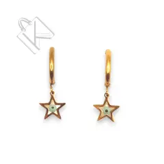 Yıldız Figürlü Nazar Boncuklu Çelik Küpe